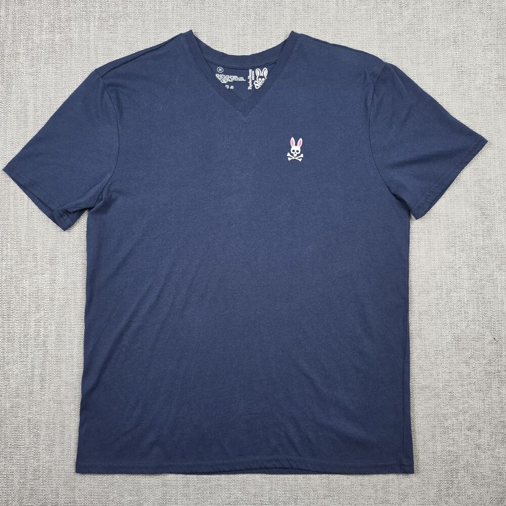 Psycho Bunny Shirt Mens Medium Navy Blue V Neck Embroidered Logo Tee T-Shirt